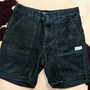 Banks Journal Brand Dark Green Men's Corduroy Flat Front Shorts Size 34